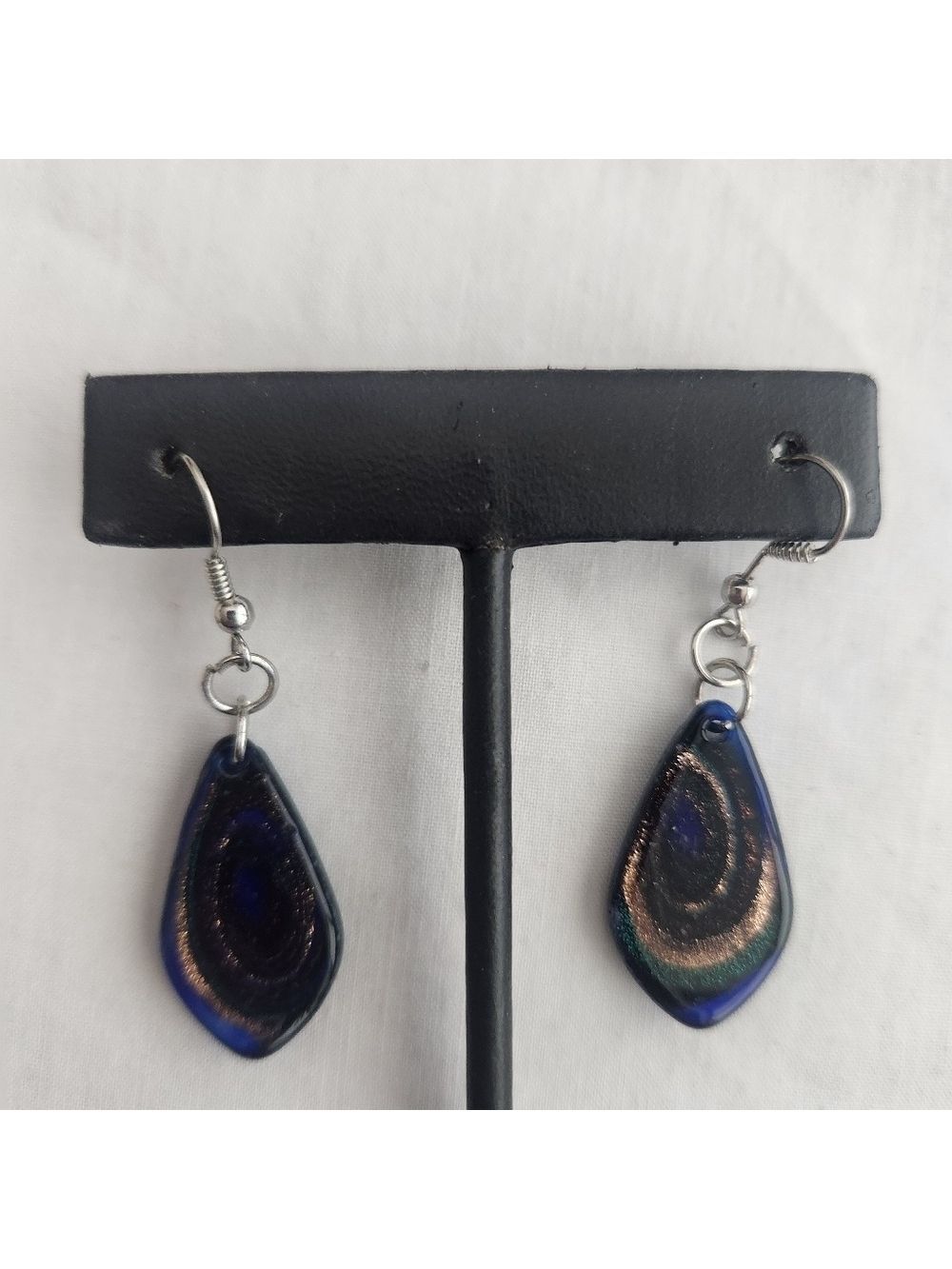 Stunning Murano Glass Drop Earrings w/ sterling silver hooks